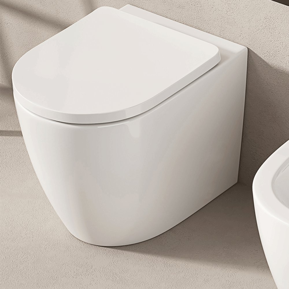 Vaso Filomuro Giada 52 Bianco Lucido e Coprivaso Soft Close - Meda