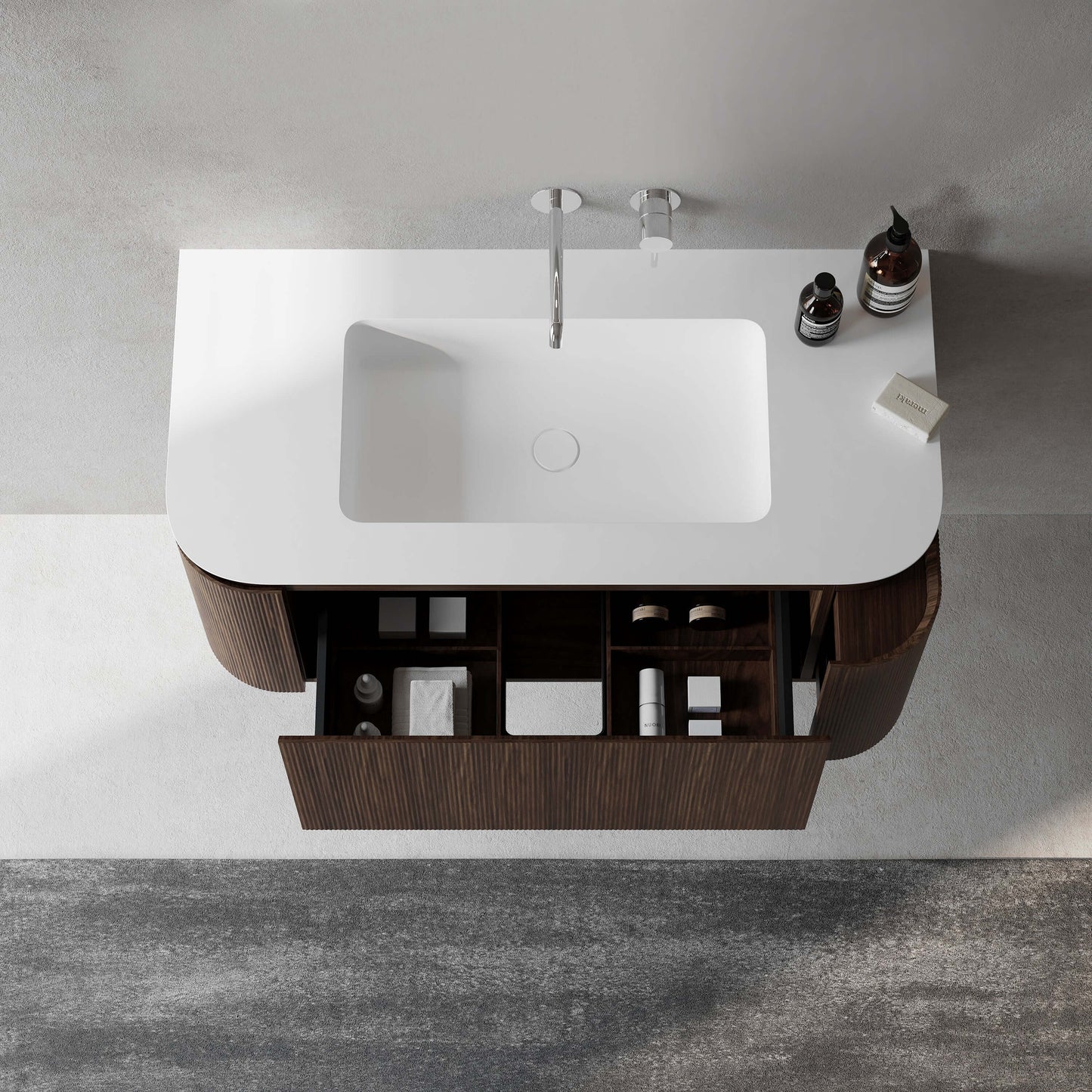 Mobile Bagno 100 cm Sospeso Rovere Medio Senza Specchio - Nooma
