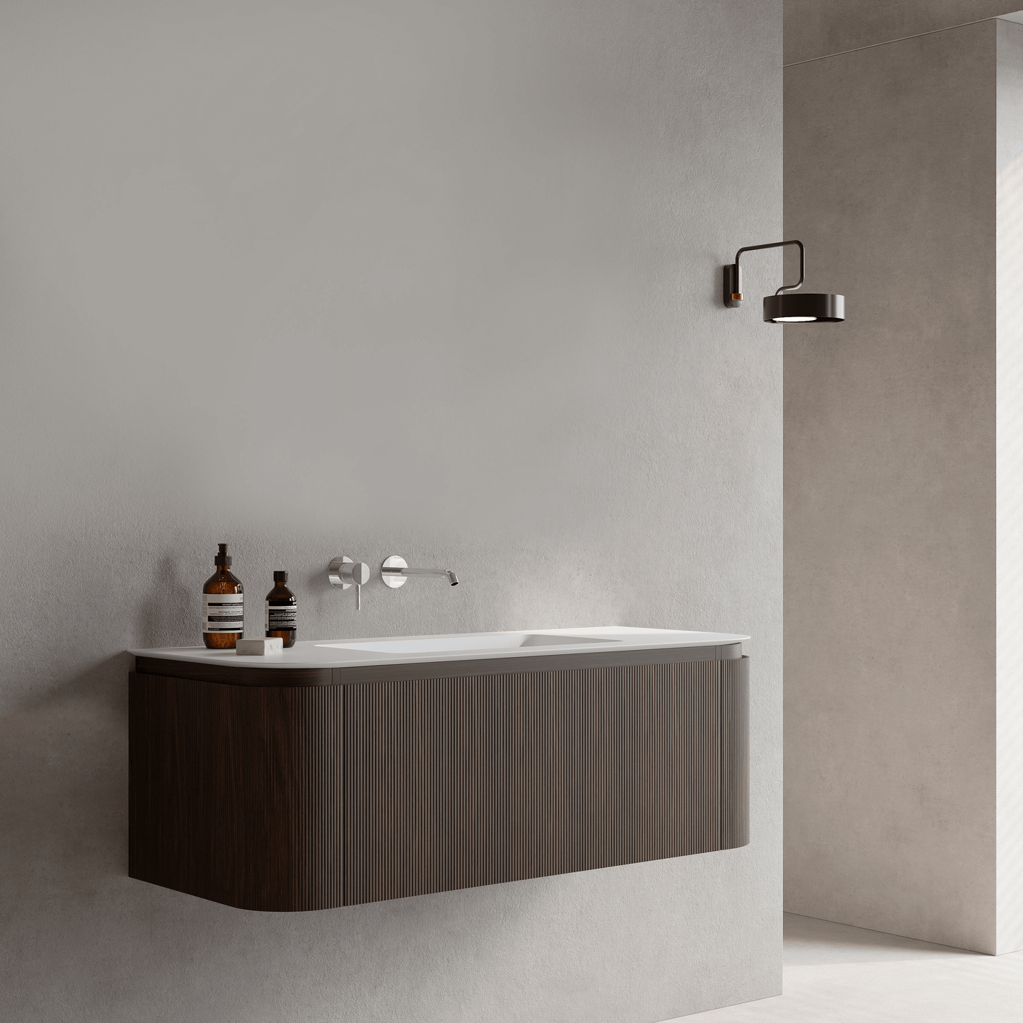Mobile Bagno 120 cm Sospeso Rovere Medio Senza Specchio - Nooma