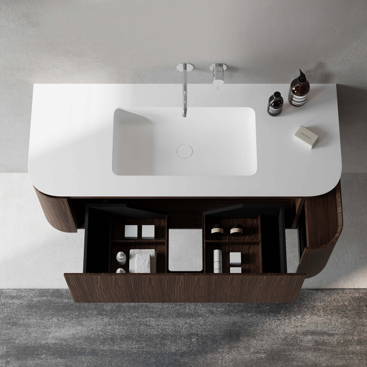 Mobile Bagno 120 cm Sospeso Rovere Medio Senza Specchio - Nooma