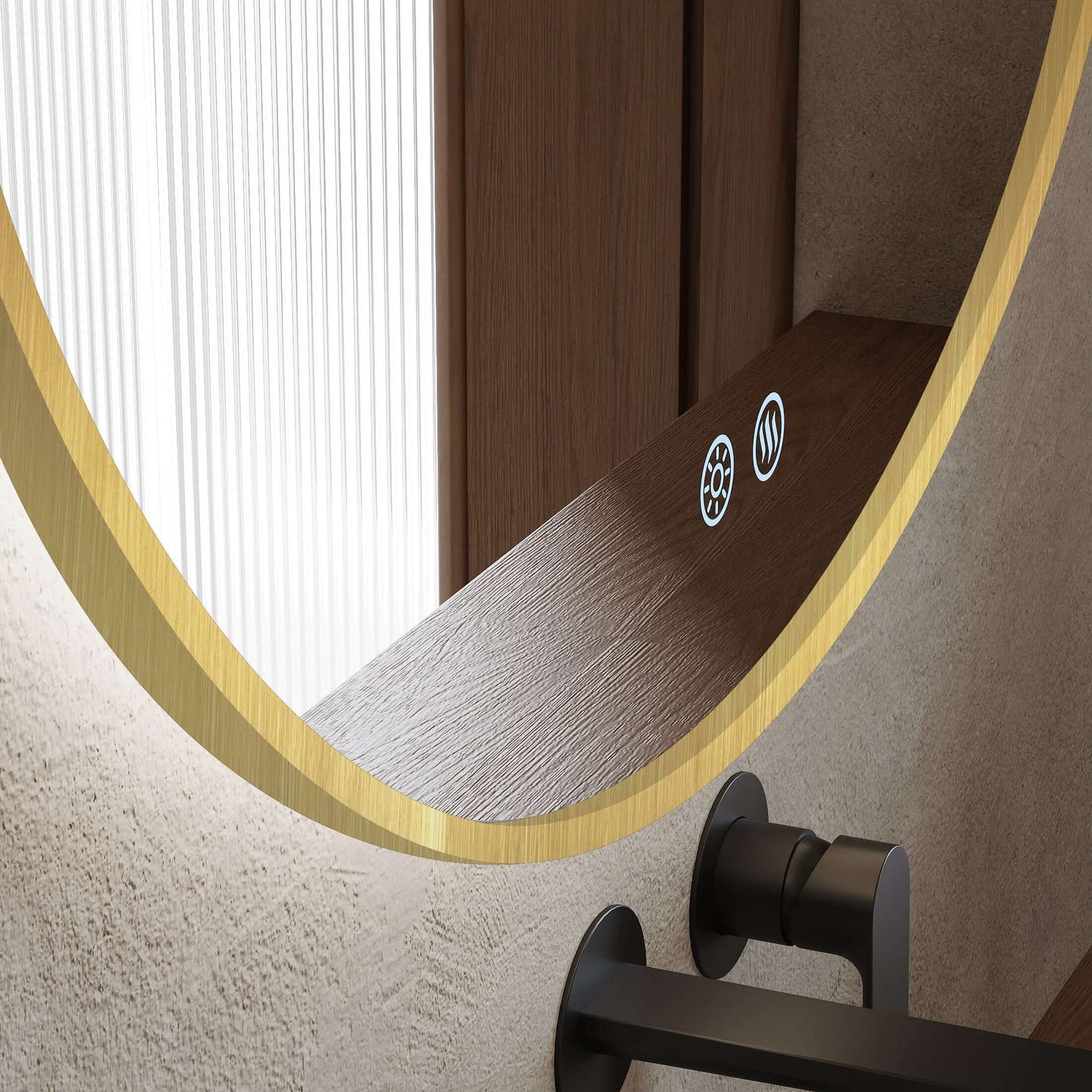 Specchio Tondo Retroilluminato Anti appannamento 100 cm Profilo Oro - Fiji