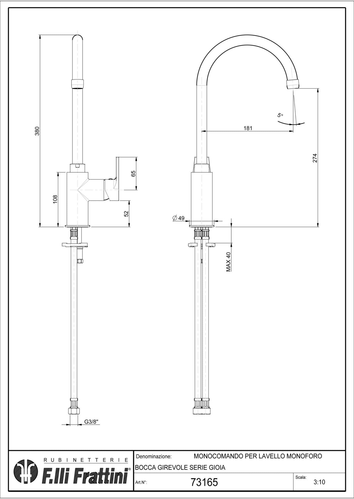 Miscelatore Lavello Cromo Gioia - Fratelli Frattini (25674201)