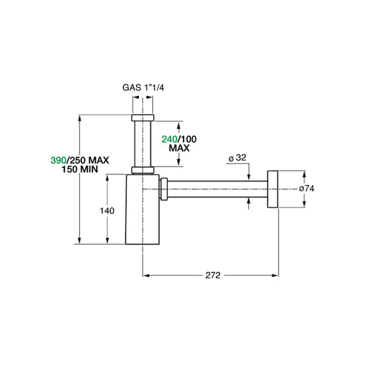 Sifone Lavabo A Sezione Quadrata 1" 1/4 P-Quadrato - Bonomini (25694803)