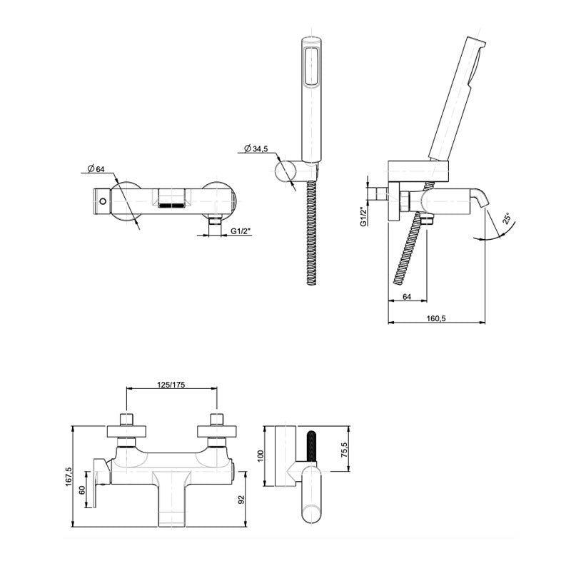 Miscelatore Vasca/Doccia Esterno Tolomeo - Fratelli Frattini (25674411)