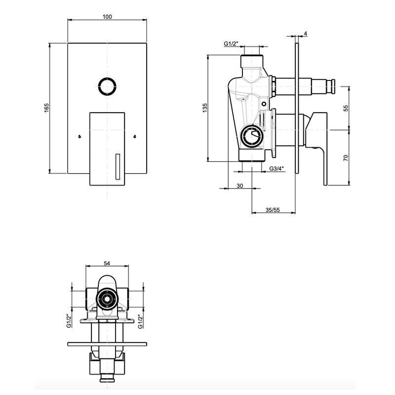 Miscelatore Doccia Da Incasso Con deviatore Cromo Vitadue - Fratelli Frattini (25673788)