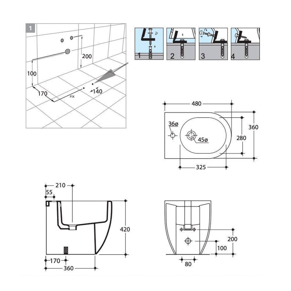 Bidet Filo Muro Flo 48 Bianco - Kerasan (25548660)