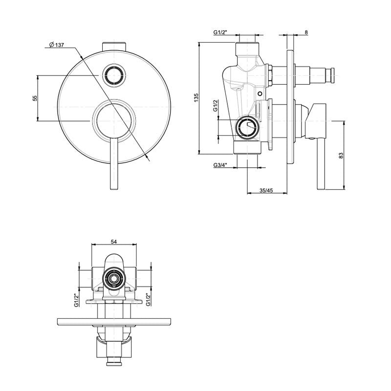 Miscelatore Doccia Da Incasso Con deviatore Cromo Pepe - Fratelli Frattini (25673702)