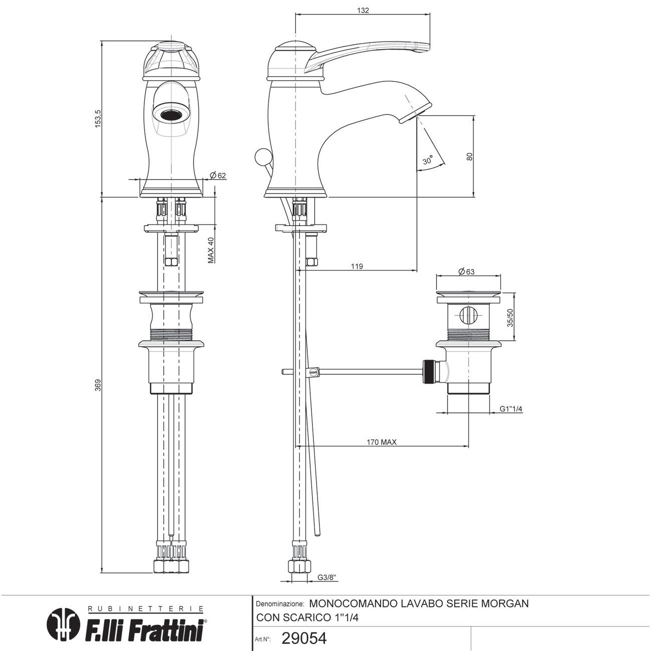 Miscelatore Lavabo Cromo Con Piletta Morgan - Fratelli Frattini (25673978)