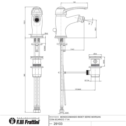 Miscelatore Bidet Morgan Con Piletta - Fratelli Frattini