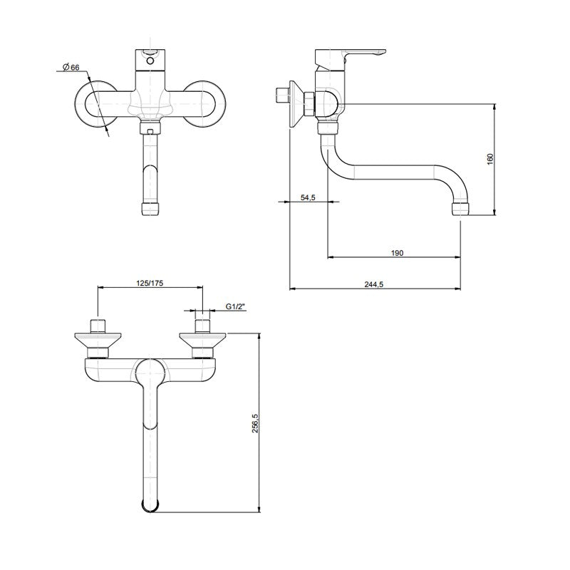 Miscelatore Lavello Cromo A Muro Mocca - Fratelli Frattini