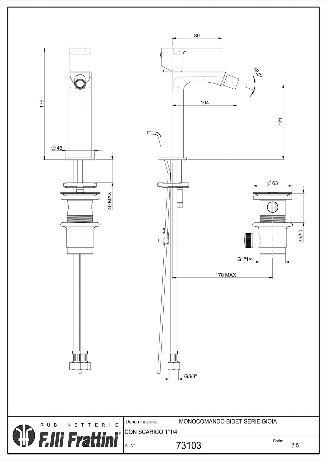 Miscelatore Bidet Cromo Con Piletta Gioia - Fratelli Frattini (25673250)