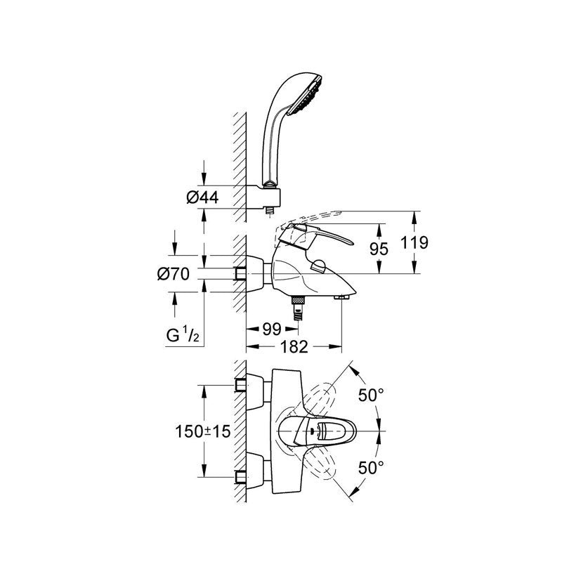 Miscelatore Vasca/Doccia Esterno Con deviatore Chiara - Grohe (25674346)