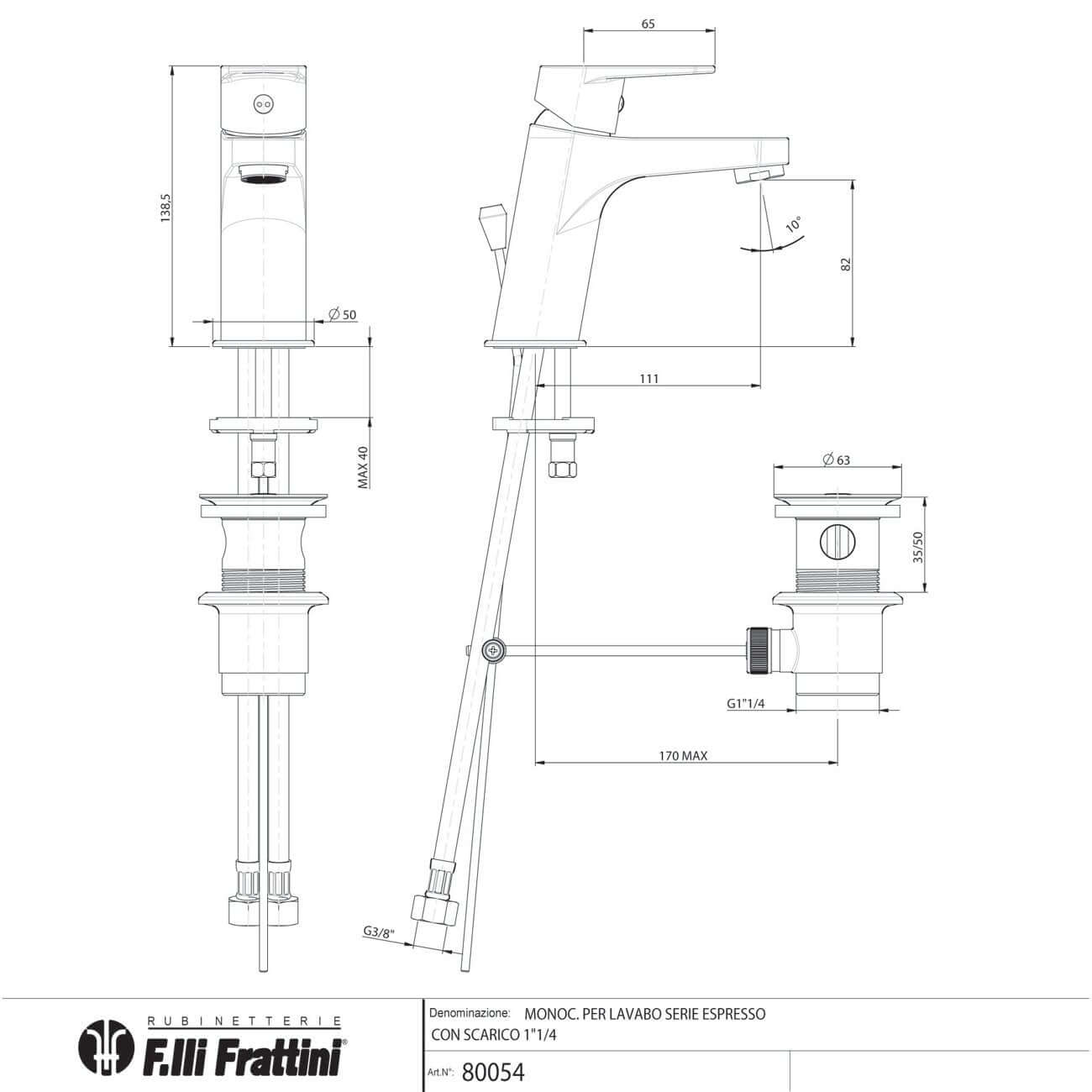 Miscelatore Lavabo Cromo Con Piletta Espresso - Fratelli Frattini (25673856)