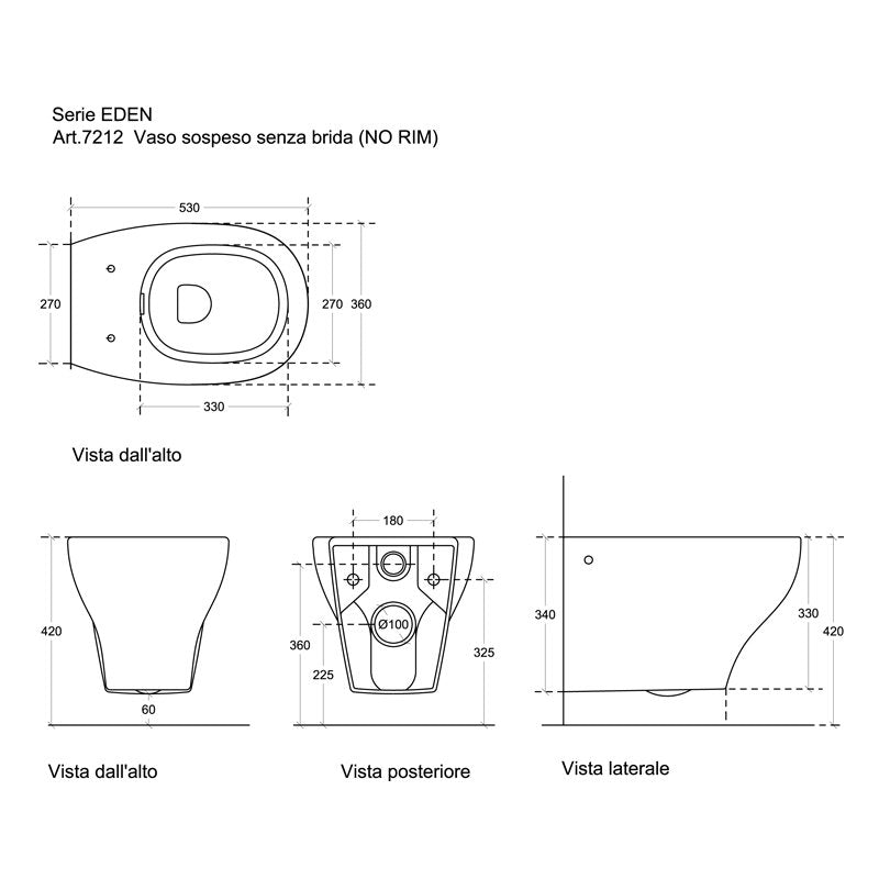 Wc Sospeso Senza Brida Eden Bianco - Ceramica Galassia (25695971)