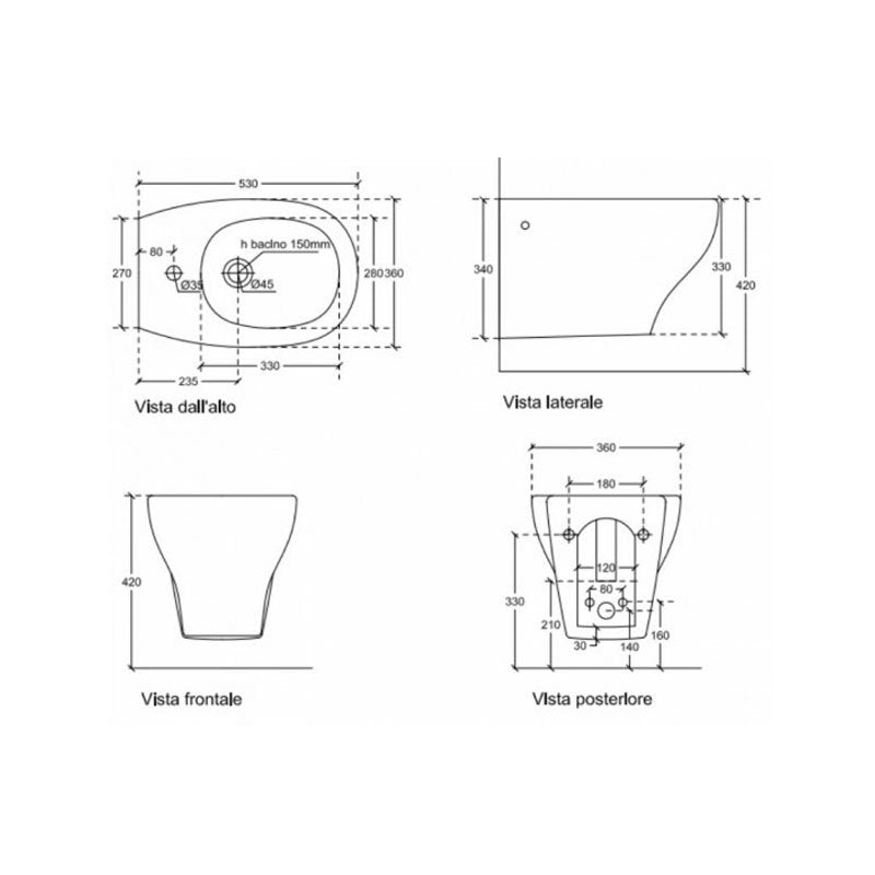 Bidet Sospeso Eden Bianco - Ceramica Galassia (25548790)