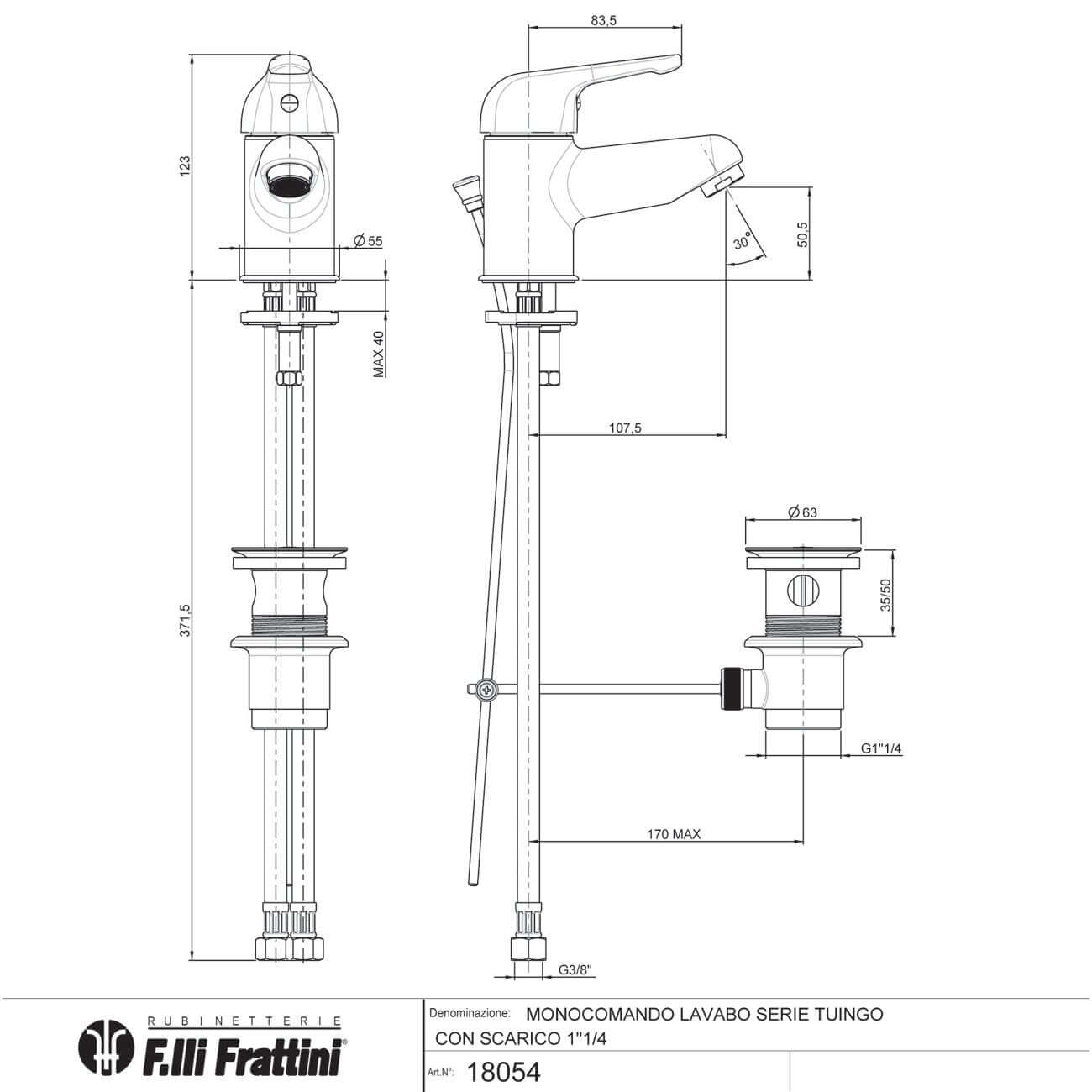 Miscelatore Lavabo Cromo Con Piletta Tuingo - Fratelli Frattini (25674153)