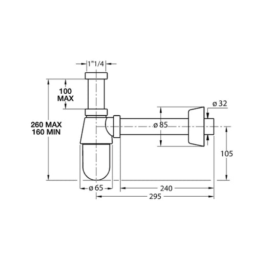 Sifone Lavabo A Bottiglia 1" 1/4 Royal - Bonomini (25694799)