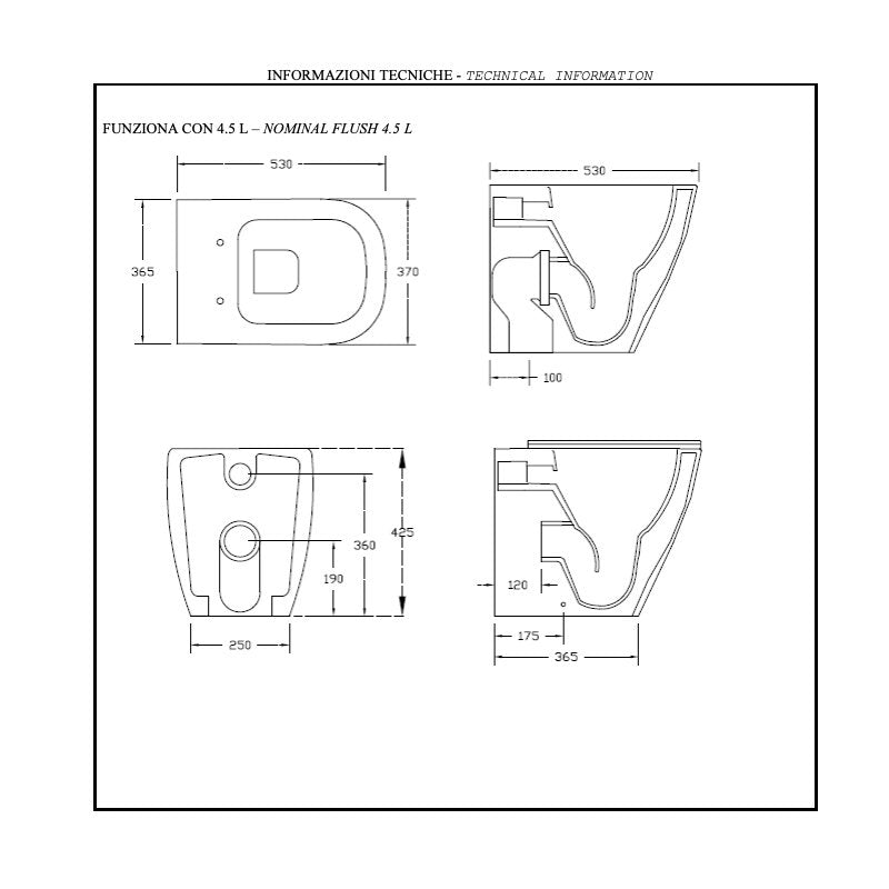 Wc Filo Muro Senza Brida Faster Bianco - Hidra Ceramica