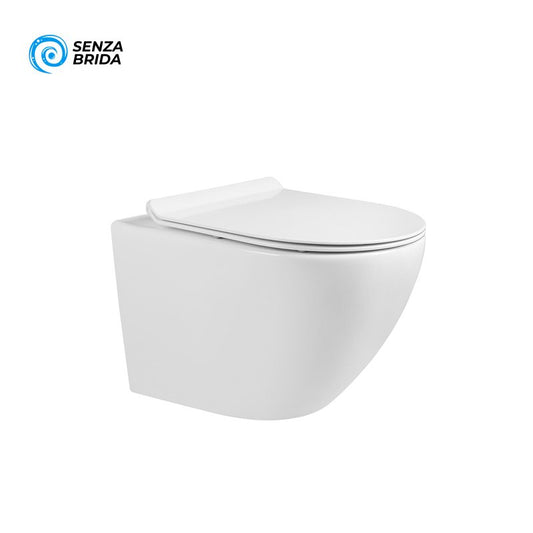 Wc Sospeso Senza Brida Perla Bianco con Coprivaso Slim Soft Close Incluso - Spazio (25696183)