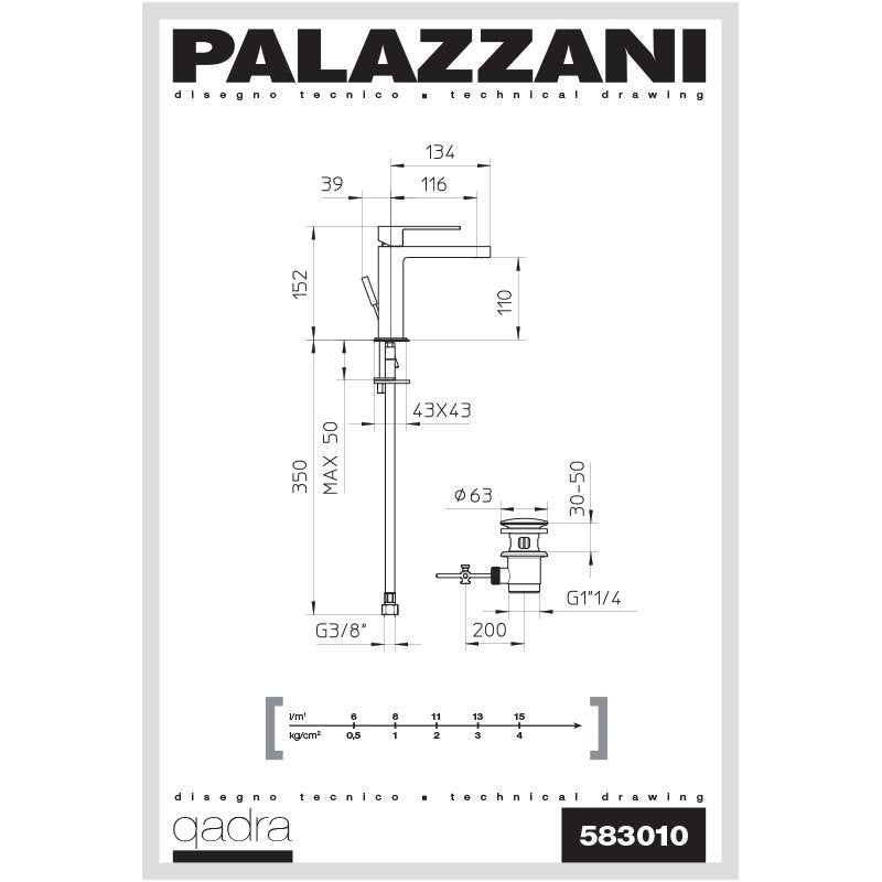 Miscelatore Lavabo Cromo Con Piletta Quadra - Palazzani (25674112)