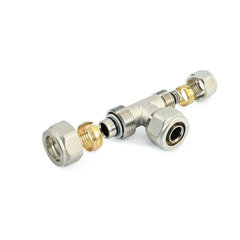 Raccordo a T Ridotto Nichelato Ø 16x20x16x2.0 A Compressione Con Ogiva - General Fittings