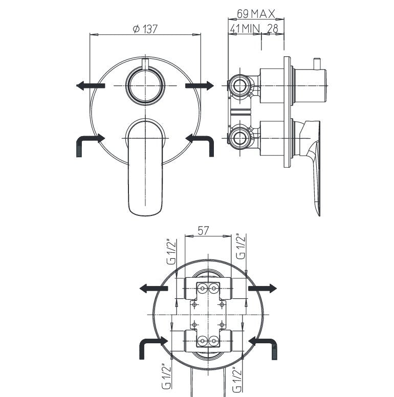 Miscelatore Doccia Da Incasso Con deviatore Cromo Nove - Paini (25673687)