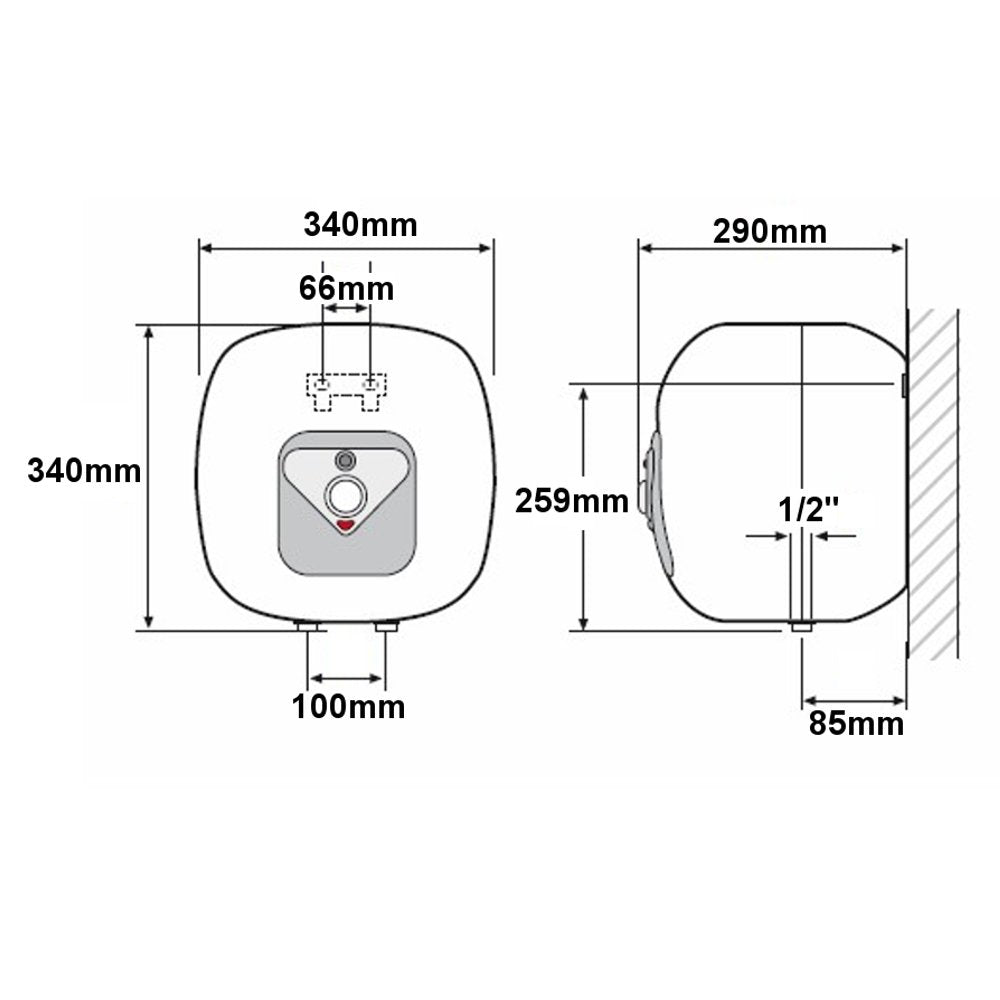 Scaldabagno Elettrico 10 LT Sopralavello 2 Anni di Garanzia - Dianboiler (25693348)