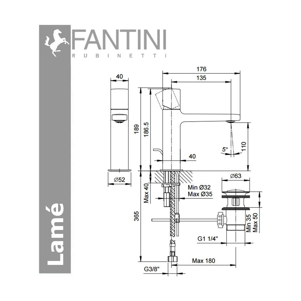 Miscelatore Lavabo Cromo Con Piletta Lamè - Fantini Rubinetti (25673933)