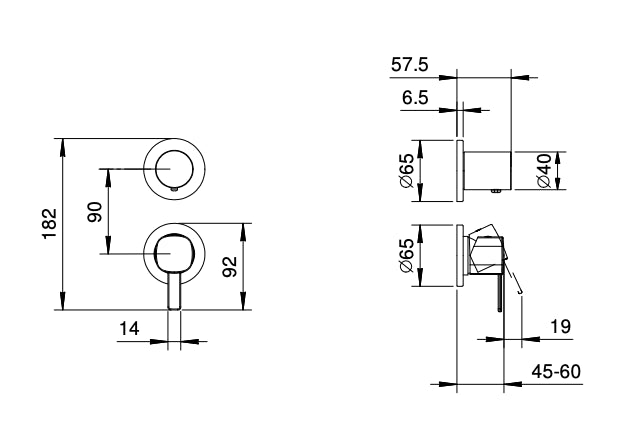 Miscelatore (solo parte esterna) Doccia Da Incasso Con deviatore Cromo Lamè - Fantini Rubinetti (25673048)