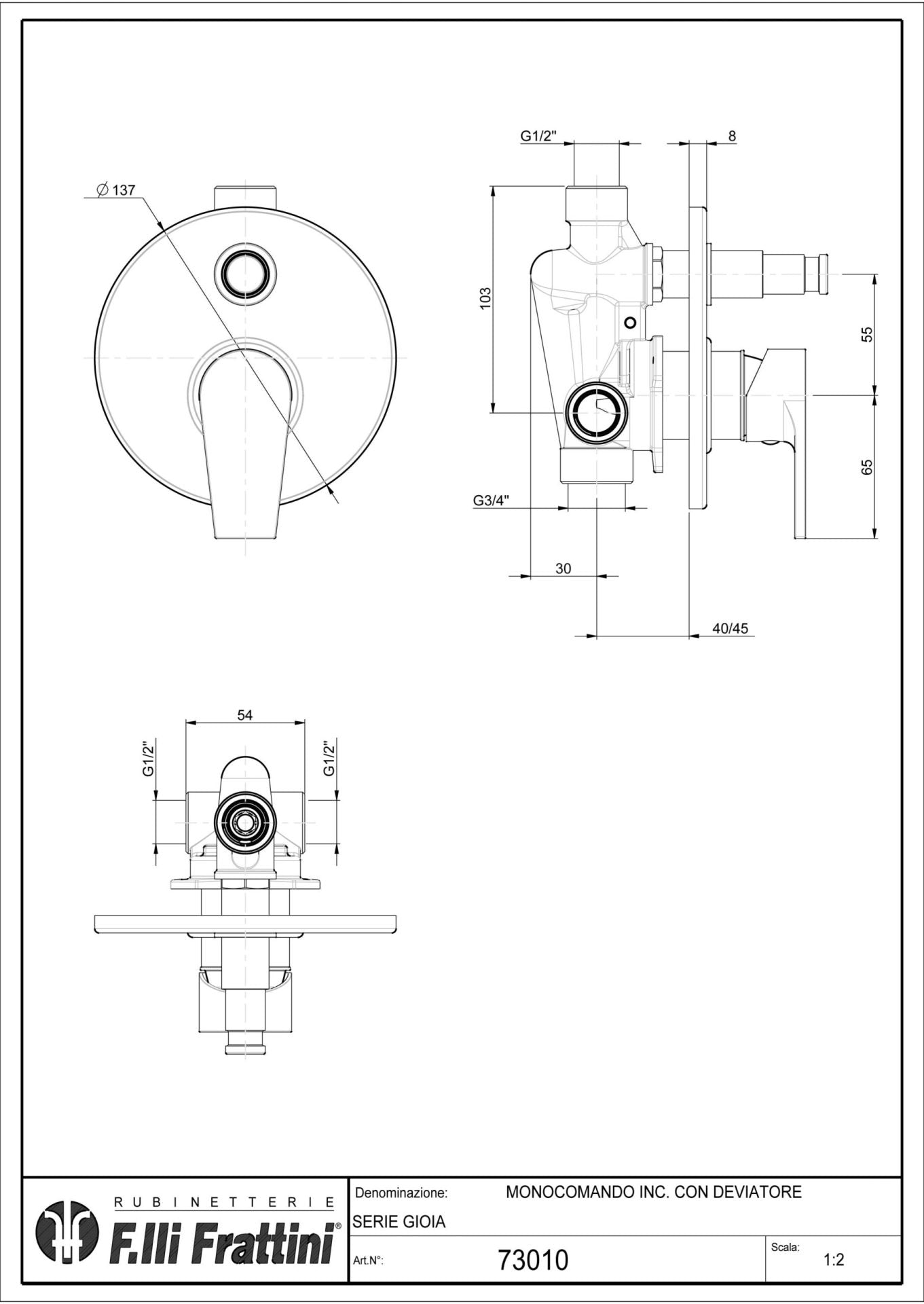Miscelatore Doccia Da Incasso Con deviatore Cromo Gioia - Fratelli Frattini (25673590)