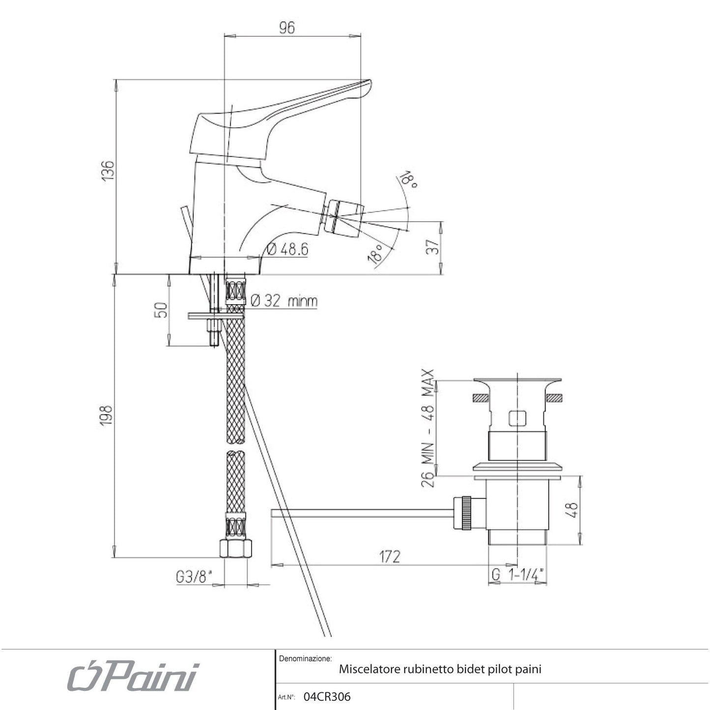 Set Miscelatori Lavabo e Bidet Con Pilette Pilot - Paini (25694473)