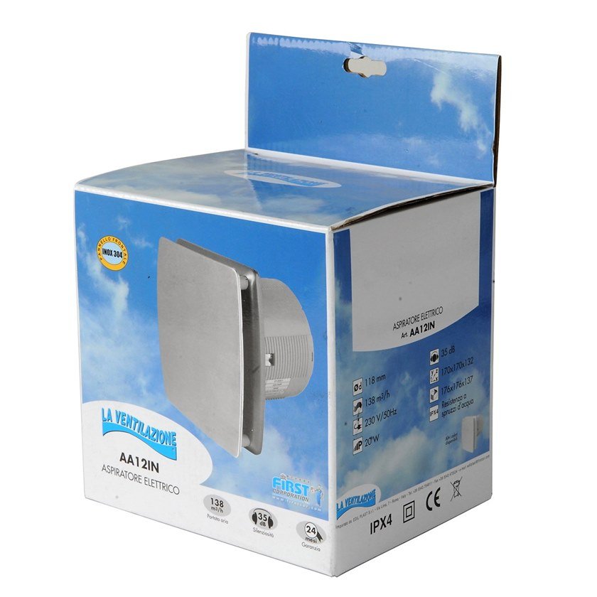 Aspiratore elicoidale estetico da parete per foro Ç÷ 120/5" mm cromo - La Ventilazione (25548536)
