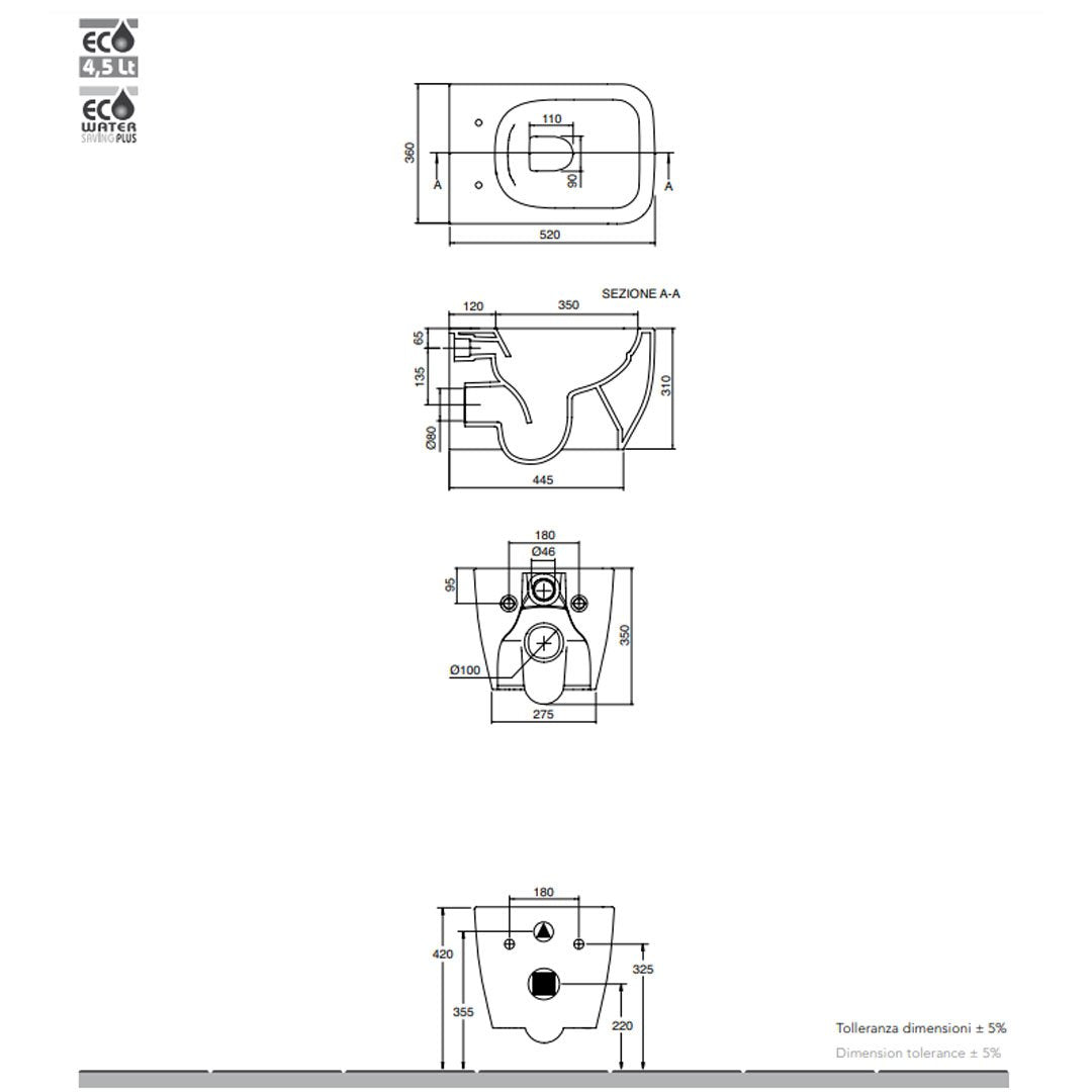 Wc Sospeso Senza Brida Teorema 2.0 Bianco - Scarabeo Ceramiche (25696387)