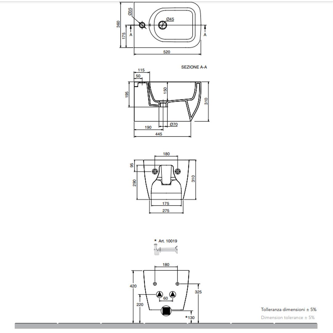 Bidet Sospeso Teorema 2.0 Bianco - Scarabeo Ceramiche (25548930)
