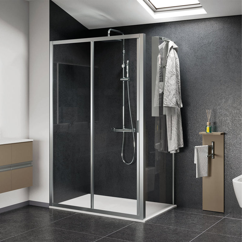 Porta Doccia 102 cm Scorrevole Vetro Trasparente Reversibile Lunes - Novellini