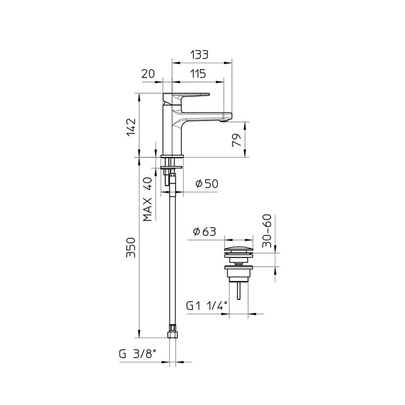 Miscelatore Lavabo Con Piletta Click Clack Cromo Wild - Palazzani