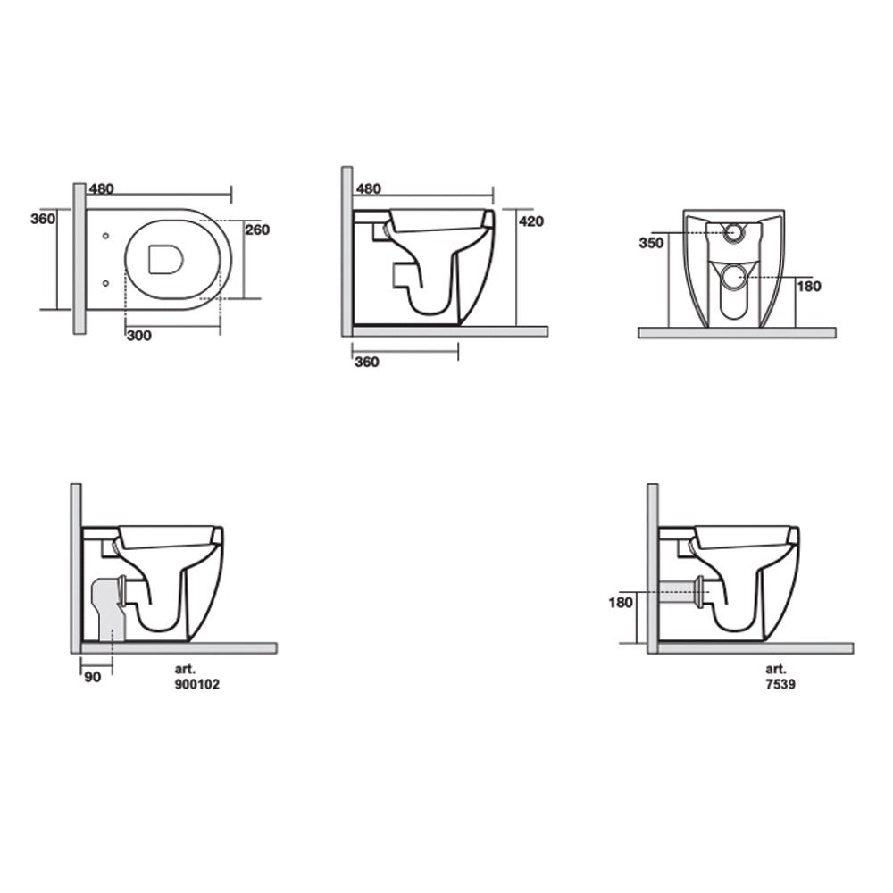 Coppia Sanitari Filo Muro Flo 48 Bianco con Coprivaso Slim Soft Close Incluso - Kerasan (25550438)