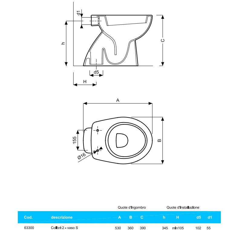 Coppia Sanitari Tradizionali Colibri Bianco con Scarico a Parete e Coprivaso Incluso - Geberit
