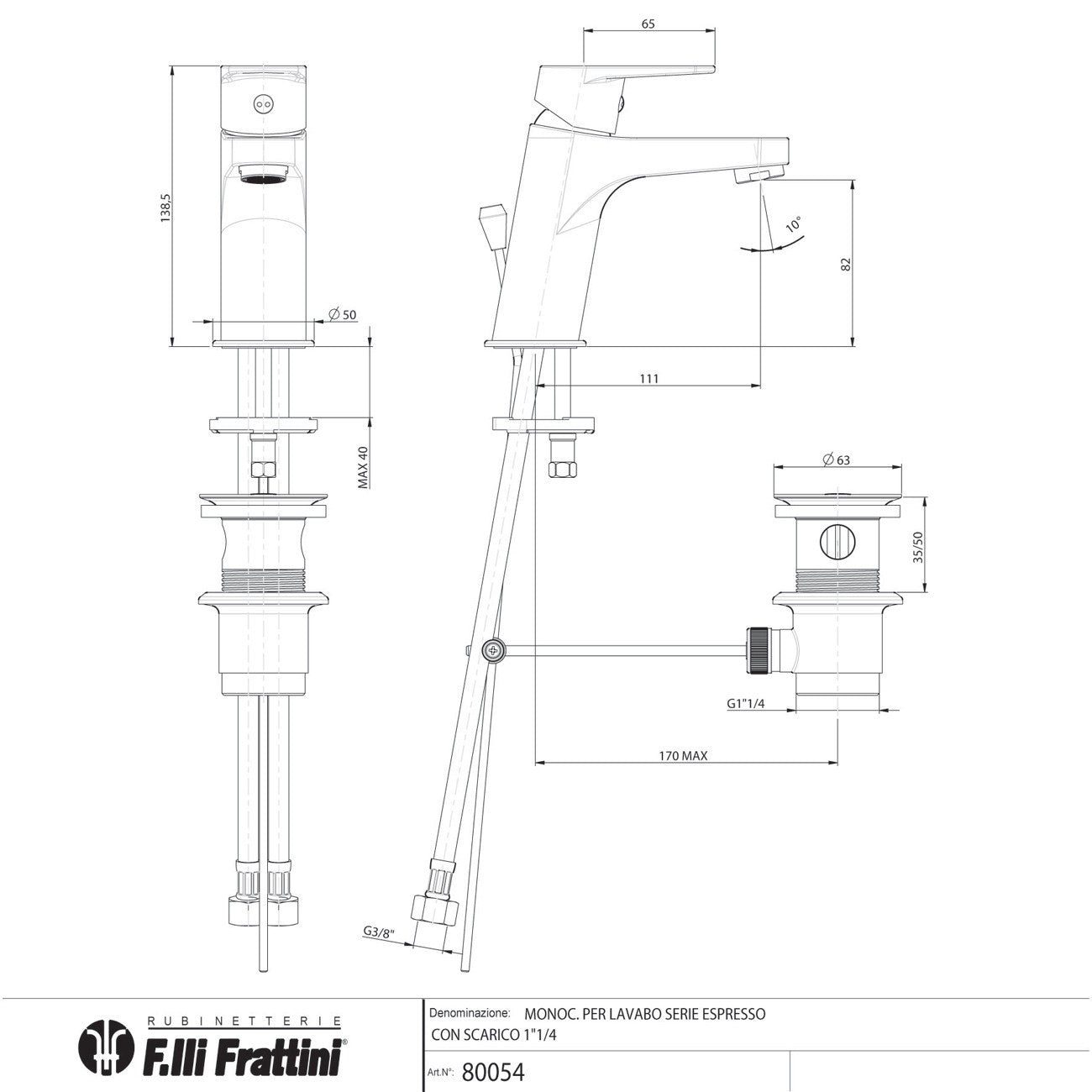 Set Miscelatori Lavabo e Bidet Con Pilette Espresso - Fratelli Frattini (25694379)
