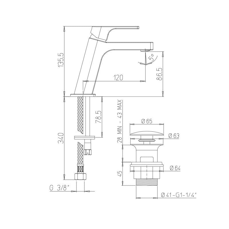 Set Miscelatori Lavabo e Bidet Con Pilette Atacama - Paini (25694294)