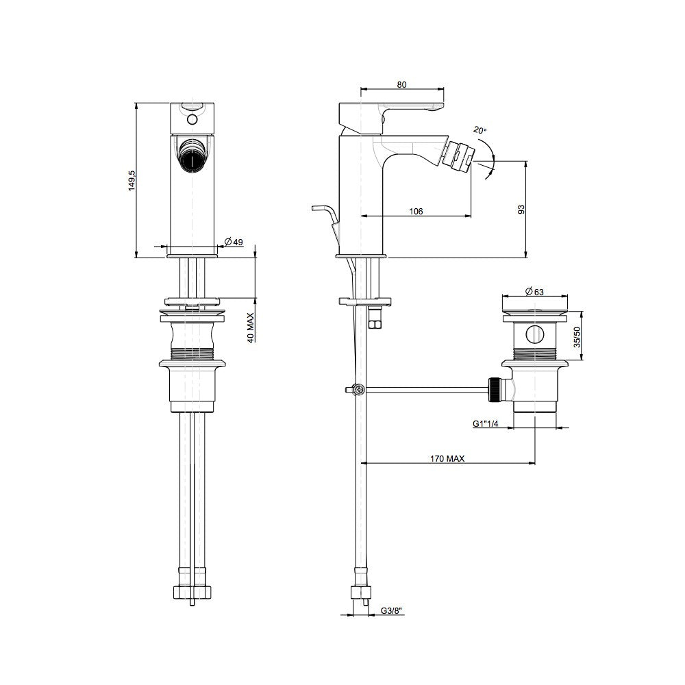 Set Miscelatori Lavabo e Bidet Con Pilette Mocca - Fratelli Frattini (25694435)