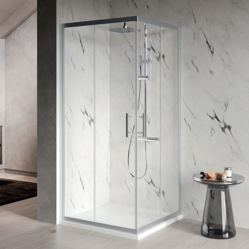 Box Doccia 70x70 cm Doppio scorrevole Vetro Trasparente Reversibile - Novellini (25549061)