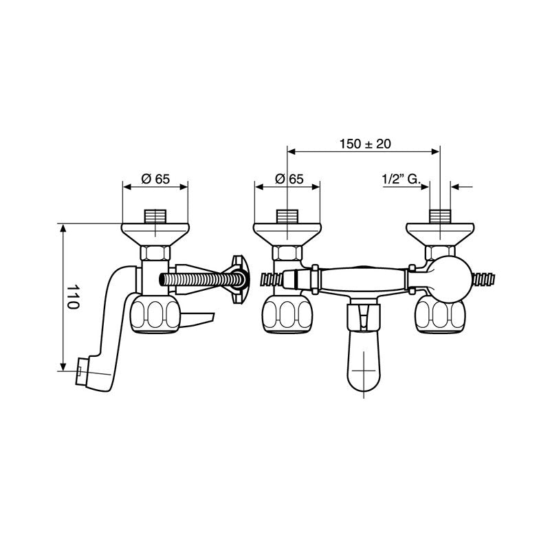 Miscelatore Vasca/Doccia Esterno Vintage Elena - Spazio (25674420)