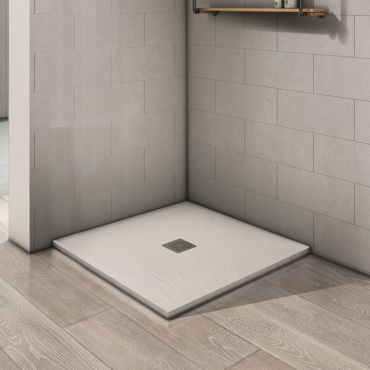 Piatto Doccia 70x70 cm in Resina e Gelcoat Bianco Con Piletta - Spazio (25690702)