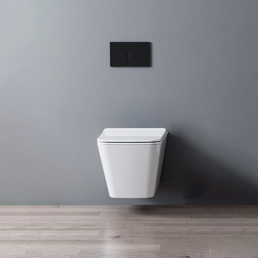 Wc Sospeso Senza Brida Zaffiro Bianco Lucido con Coprivaso Slim Soft Close Incluso - Meda (25696338)