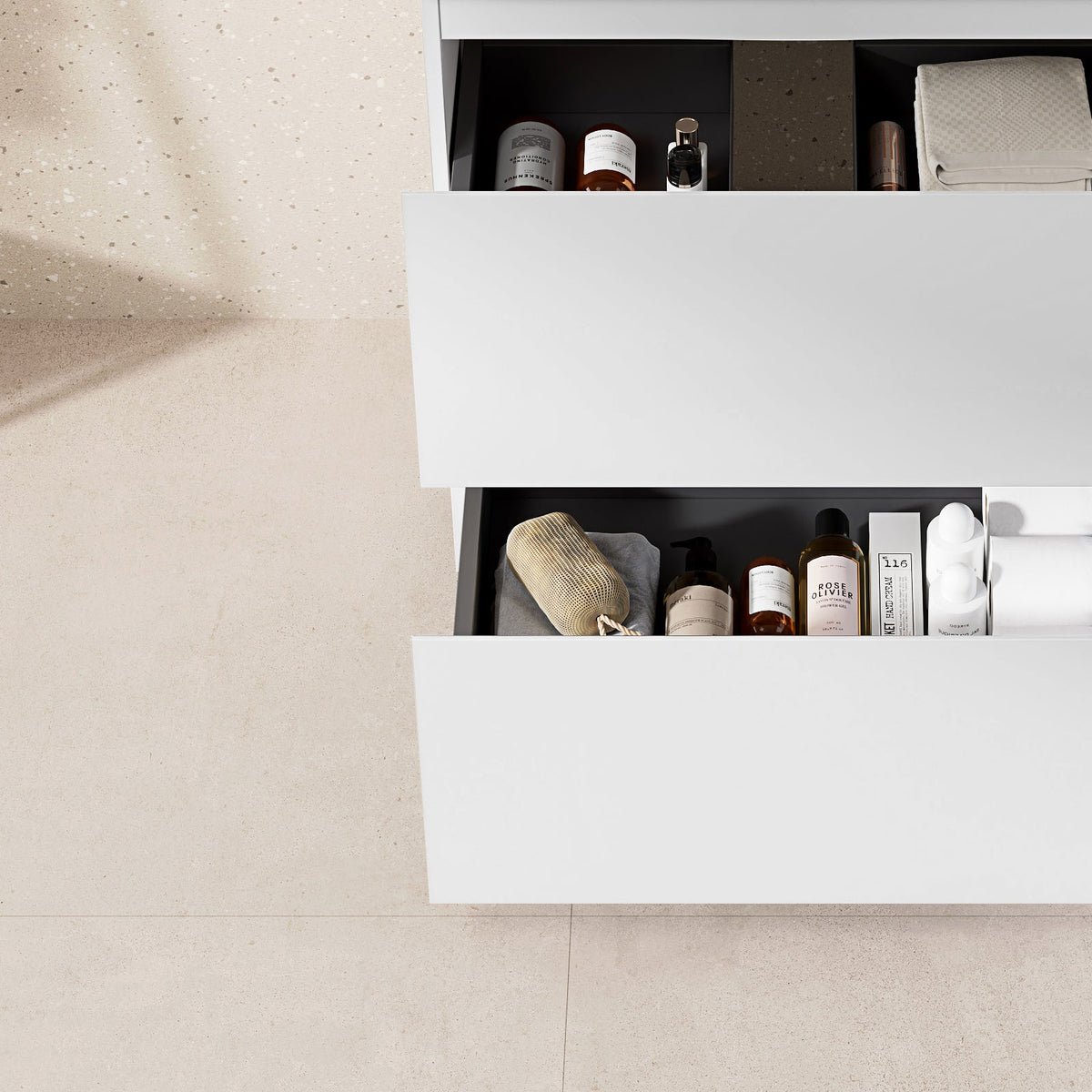 Mobile bagno a Terra 60 cm Bianco Lavabo in Resina Specchio Tondo - Nube Paint