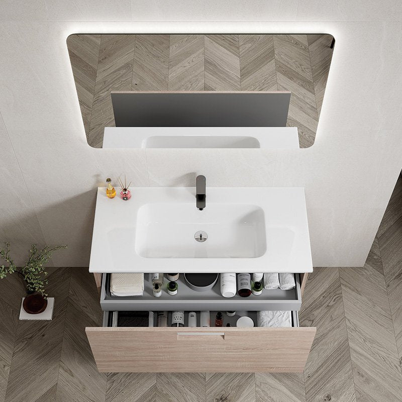 Mobile Bagno Sospeso 100 cm Olmo con Specchio con Lampada Led Sofia – Spazio (25675294)
