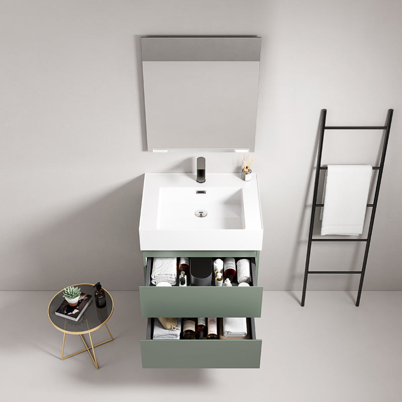 Mobile bagno sospeso 60 cm Verde Salvia Lavabo in Resina Specchio Quadro - Fiji Paint