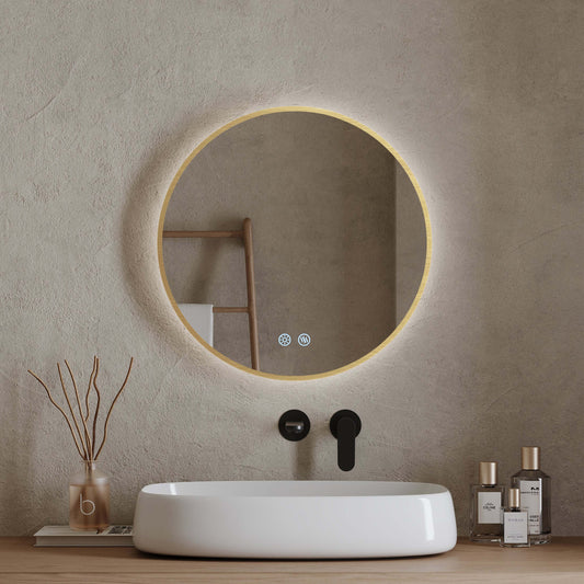 Specchio Tondo Retroilluminato 60 cm Profilo Oro - Fiji