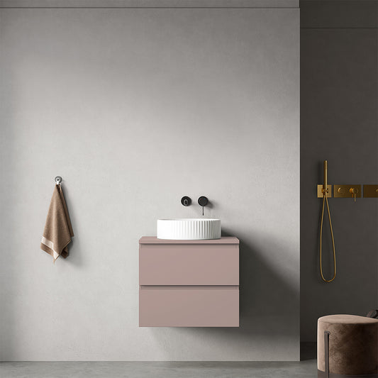 Mobile bagno sospeso 60 cm Rosa Retrò per Lavabo d'appoggio Senza Specchio - Fiji Paint Top